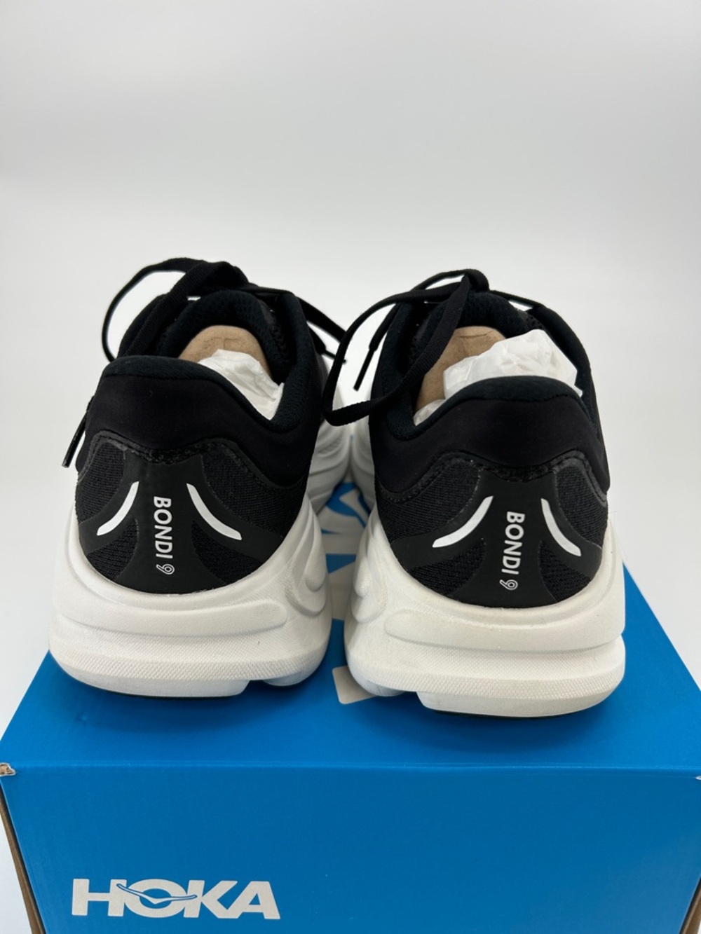 Hoka Bondi 9 Shoes Size 8.5 WIDE WIDTH Black White Running Sneakers Cushioned - Picture 8 of 13